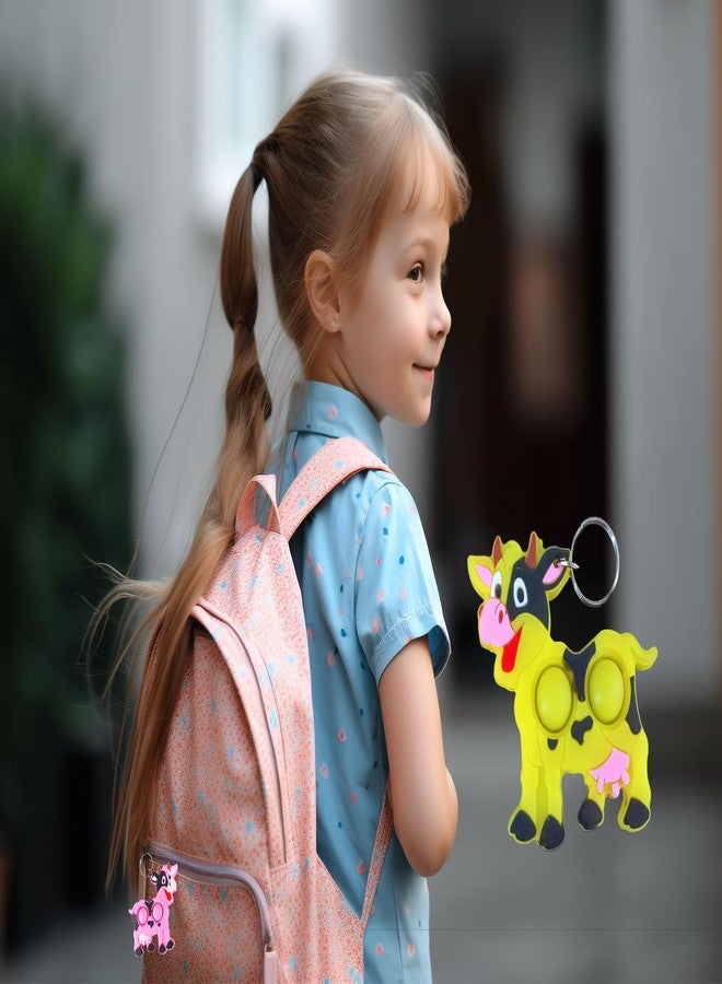 HOZKEAP 24 Packs Bulk Fidget Bubble Mini Pop Cow Animals Keychain, Holiday Party Favors Supplies Classroom summer Student gifts - Image 5